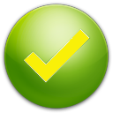 yellow tick on green background